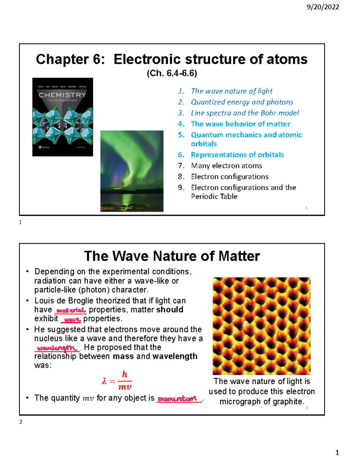 Lecture 15 - Exam 1 - Chapter 6: Electronic Structure Of Atoms (Ch. 6.4 ...