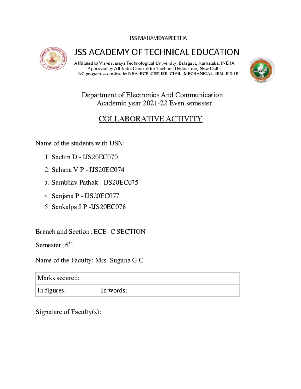 Dc collab - Notes - JSS MAHAVIDYAPEETHA JSS ACADEMY OF TECHNICAL ...