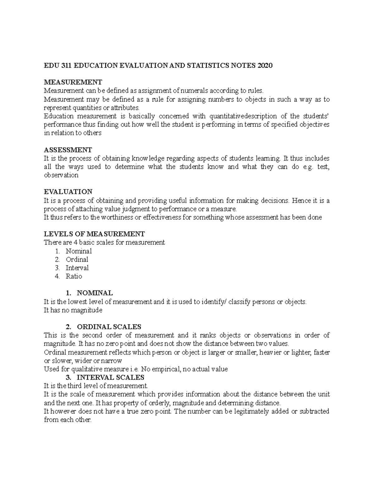 EDU 311 Education Evaluation Modified 2022 - EDU 311 EDUCATION ...