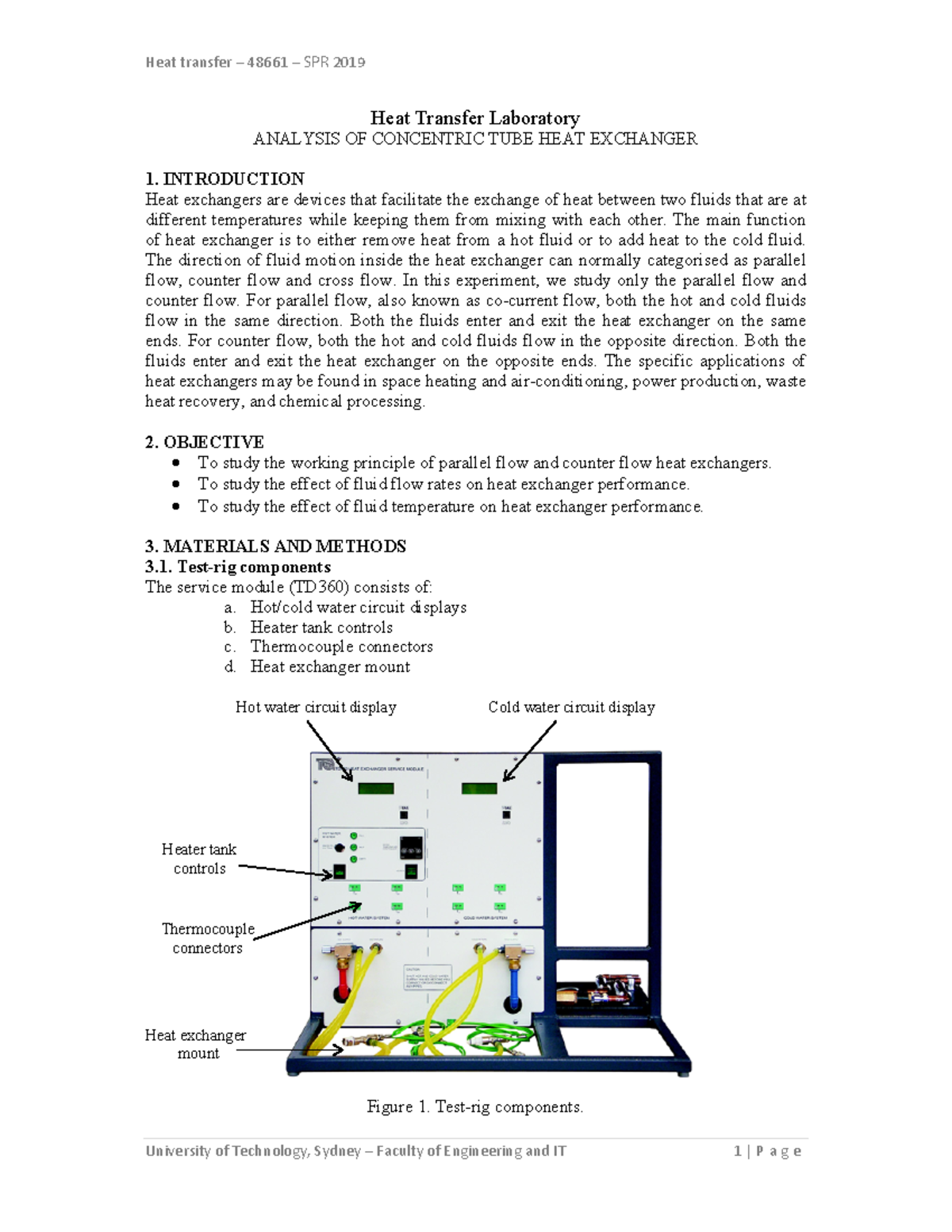 HT Lab Manual Heat Exchangers SPR 2019 Heat Transfer Laboratory