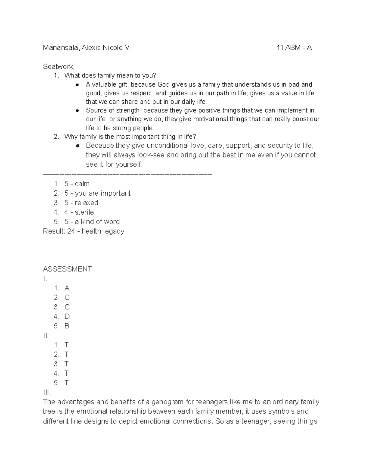 Activity in personal development answer by me - Manansala, Alexis ...