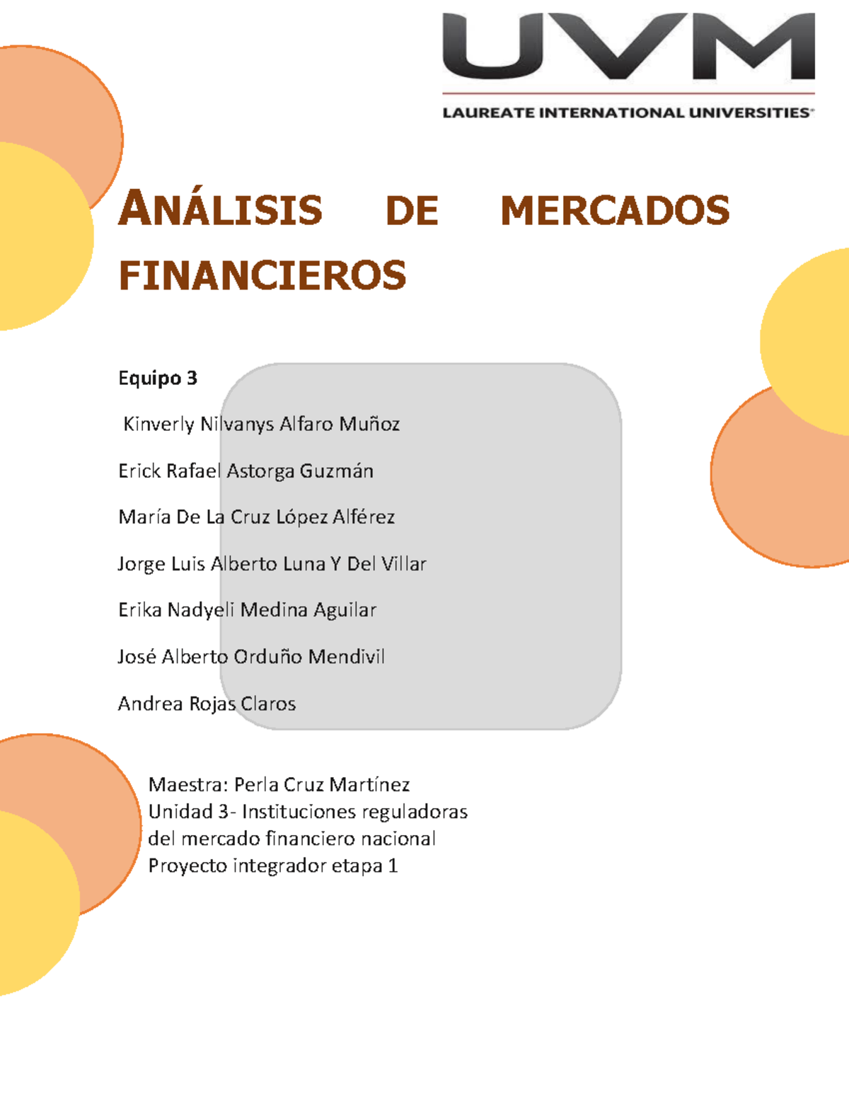 Actividad 6 Análisis De Mercados Financieros (Equipo) - ANÁLISIS DE ...