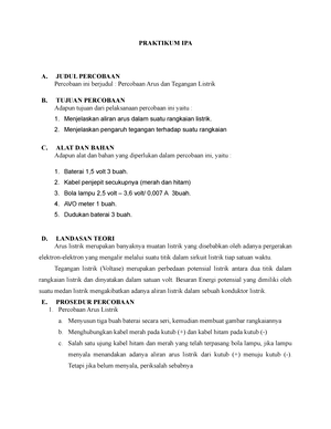 Laporan Modul SATU - LAPORAN PRAKTIKUM KONSEP DASAR IPA DI SD (PDGK4107 ...