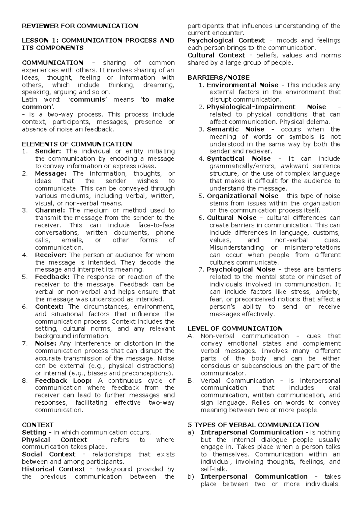 Reviewer-FOR- Communication - REVIEWER FOR COMMUNICATION LESSON 1 ...