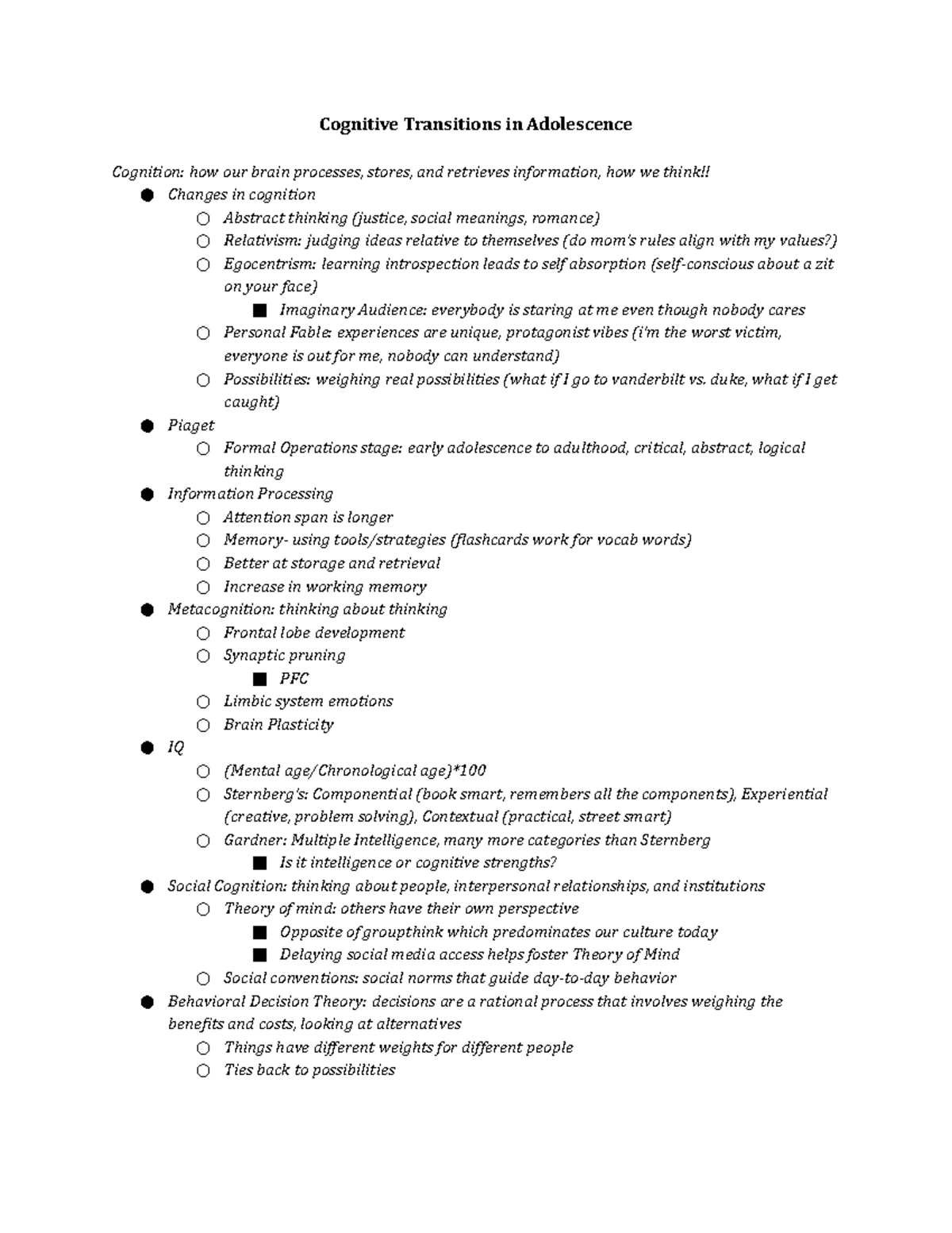 Cognitive Transitions - duke, what if I get caught) Piaget Formal ...