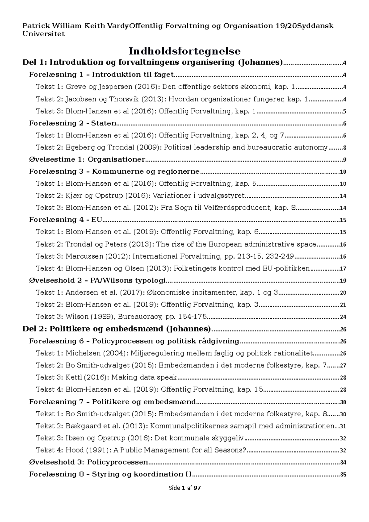 Dispositioner Og Nøglebegreber Til Eksamen - Indholdsfortegnelse Del 1 ...