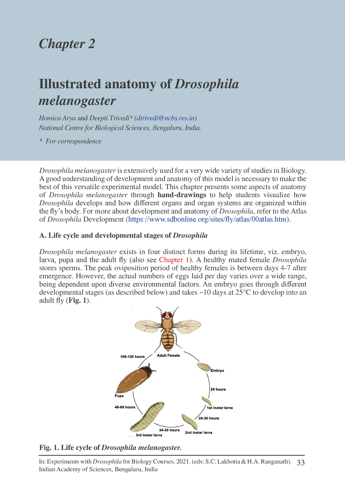 experiments on drosophila melanogaster