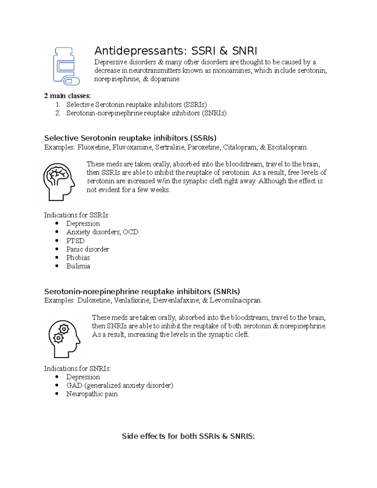 SSRIs & SNRIs - N383 - Antidepressants: SSRI & SNRI Depressive ...