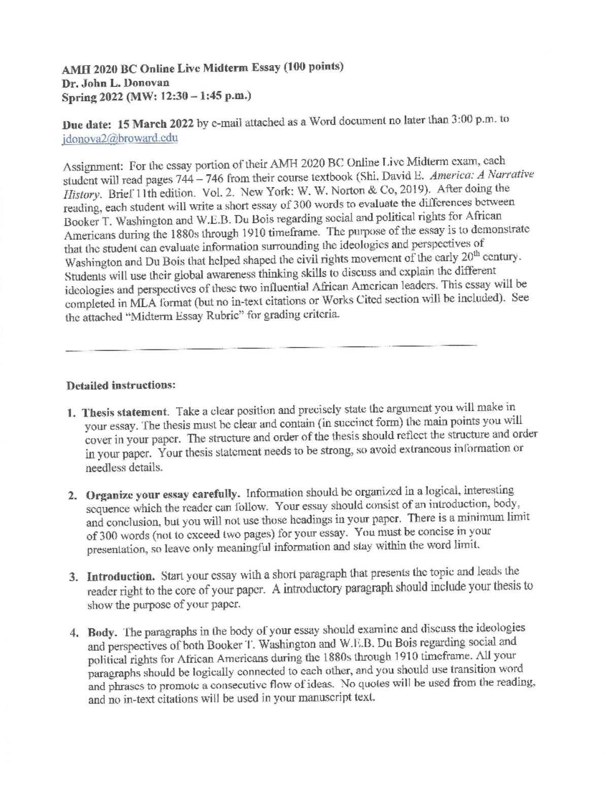 Midterm Essay Assignment Guidelines - AMH 2020 - Spring 2022 - AMH 2020 ...