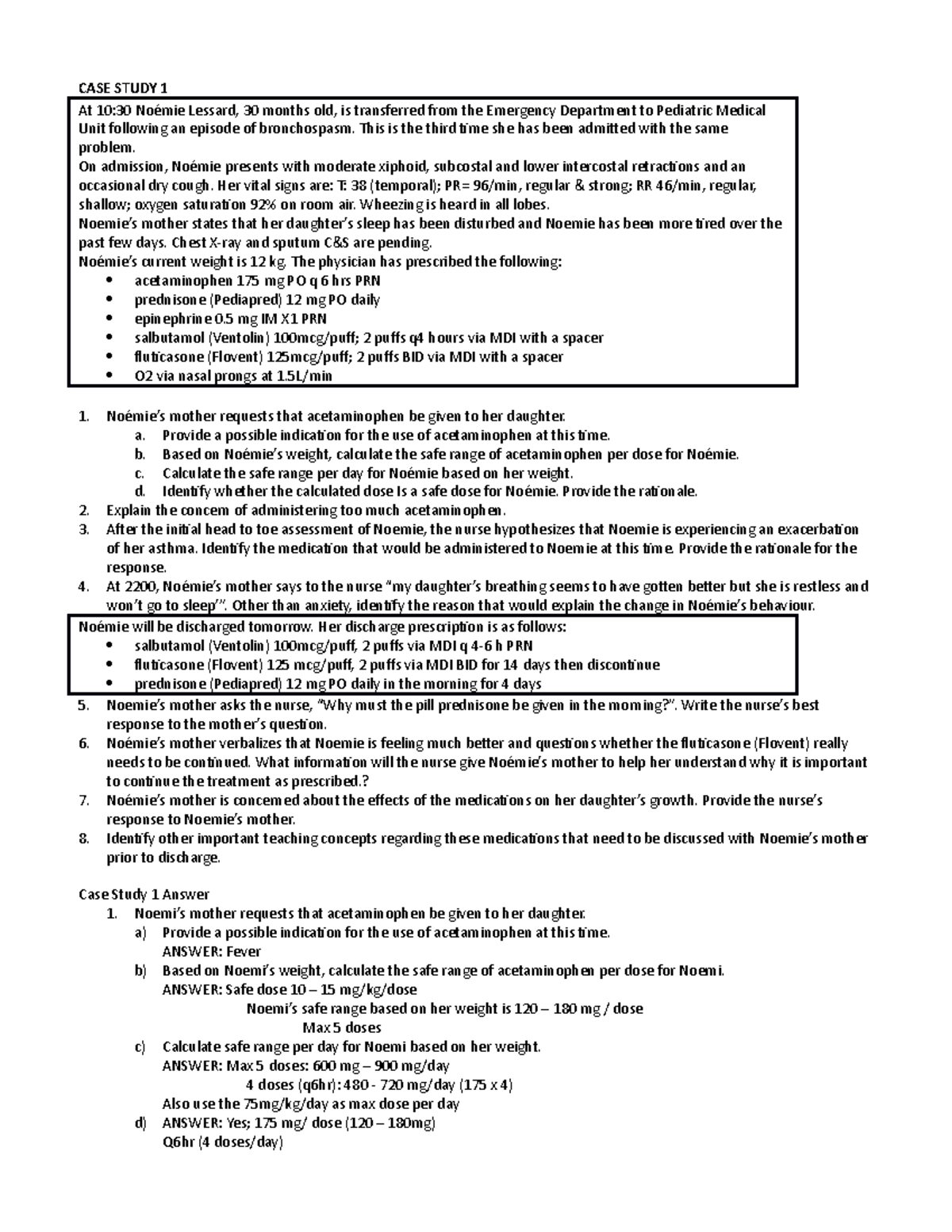 Collaborative Therapies FINAL EXAM REVIEW and ANS - CASE STUDY 1 At 10: ...