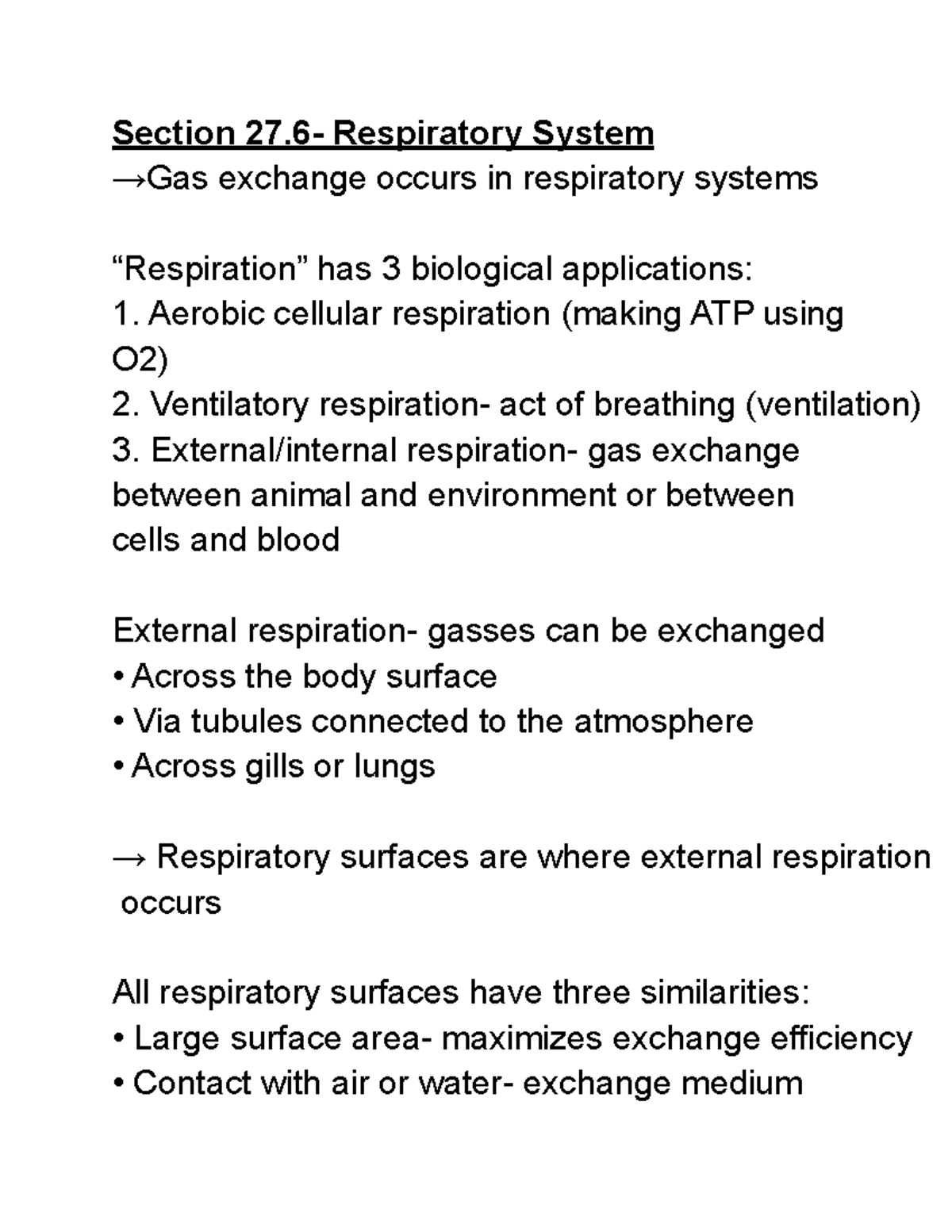 Chapter 27 Section 6- Respiratory System - Section 27- Respiratory ...