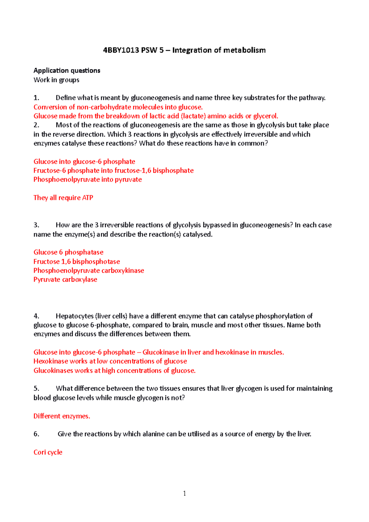 4BBY1013 PSW5 (TBL) Integration Of Metabolism Applicaton Questions ...