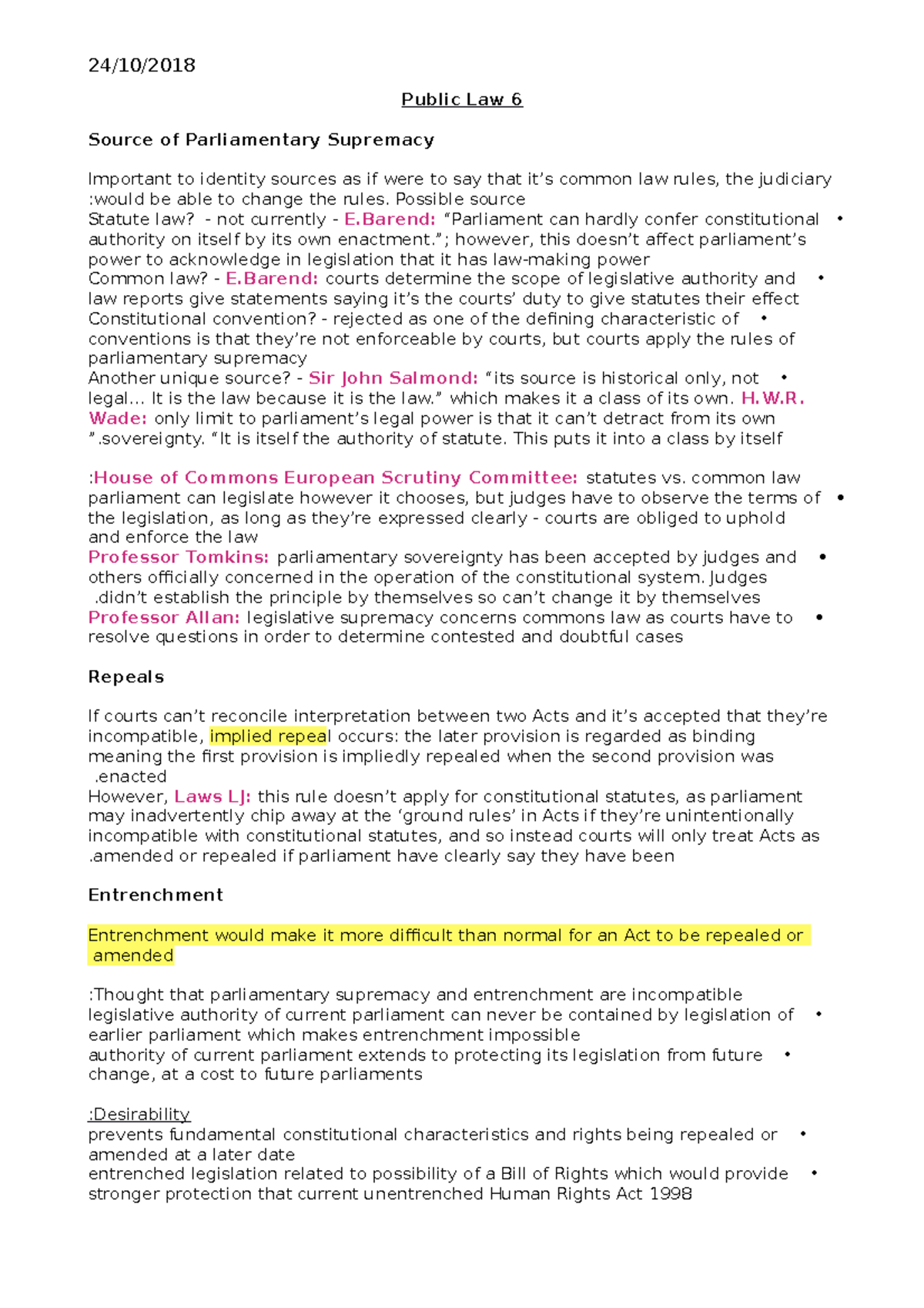 Public law 6 24:10:2018 - 24/10/ Public Law 6 Source of Parliamentary ...