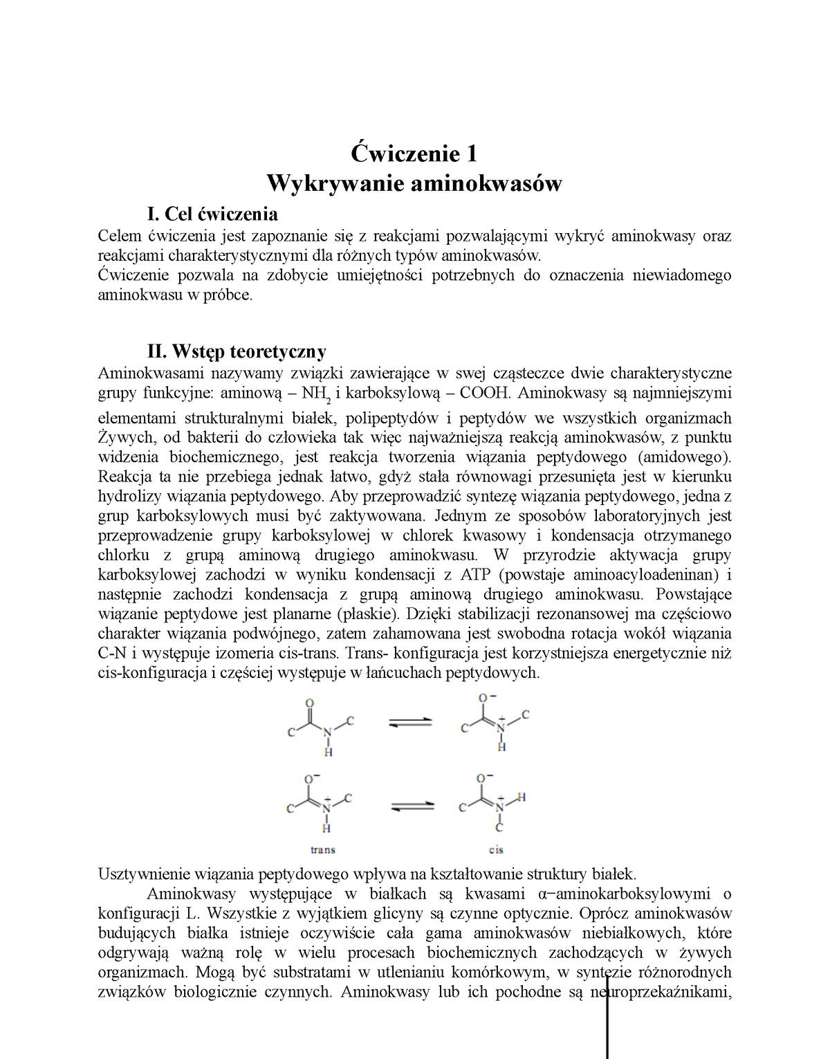 Ćw-1-aminokwasy - Materiały Do 1. ćwiczenia Do Laboratorium Chemii ...