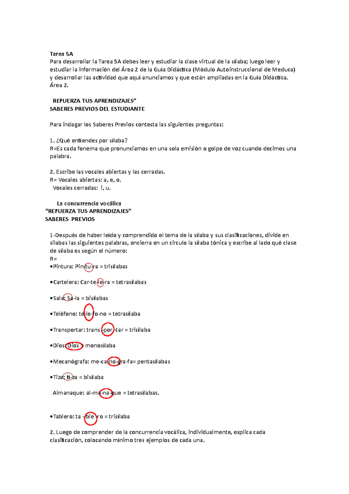 Espańol Tarea 5A - Alll - Tarea 5A Para desarrollar la Tarea 5A debes ...