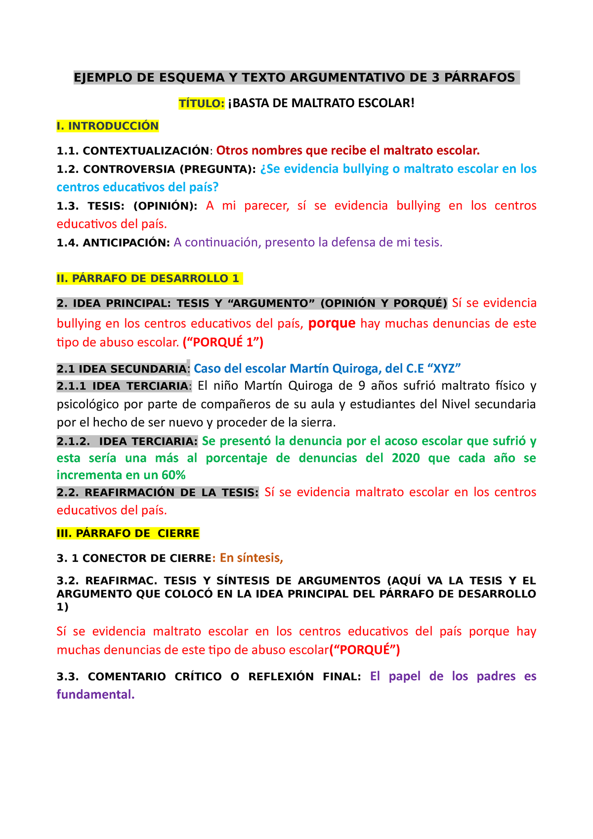 Utp Ejemplo De Esquema Y Texto Argumentativo Completo De P Rrafos Sin Se Alar Estrategia