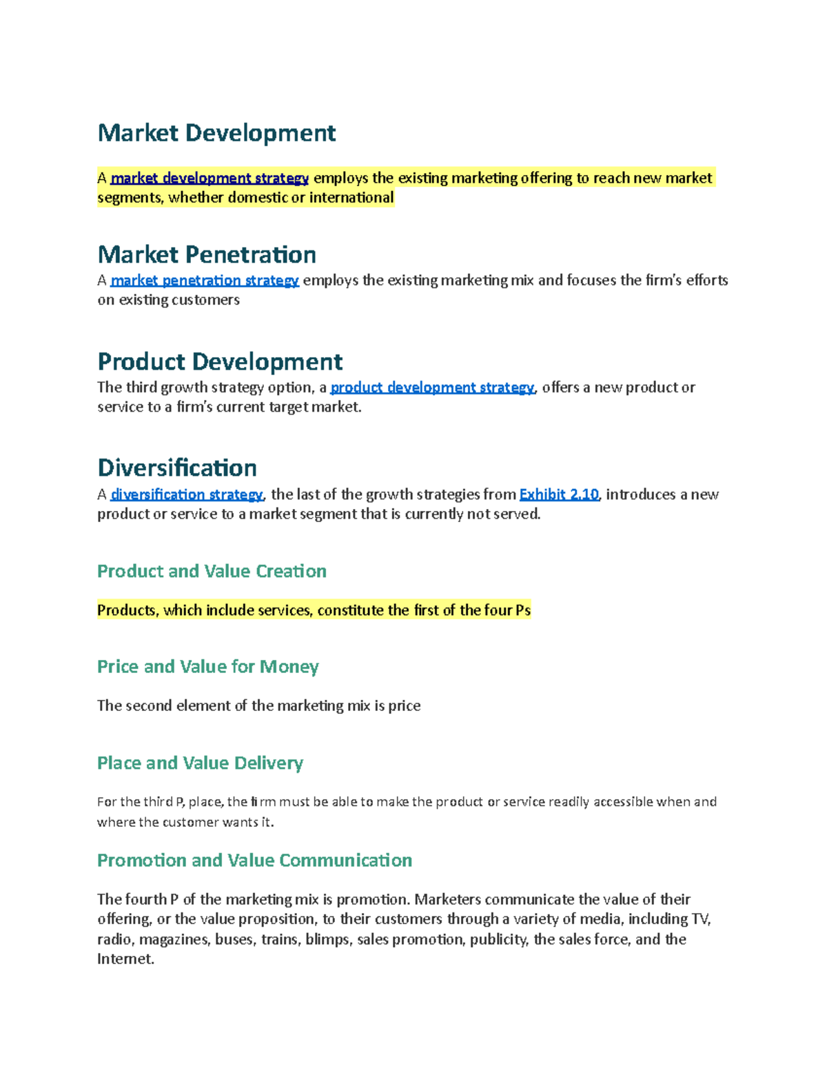 Marketing Notes 111 - Market Development A market development strategy ...