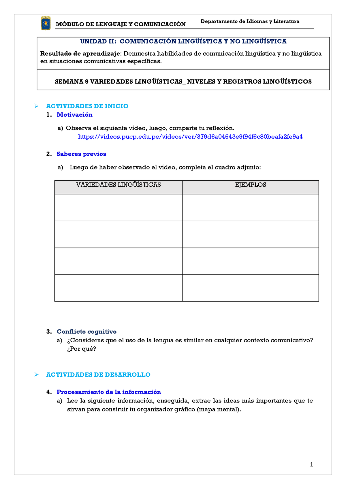 Semana Variedades Ling Sticas Niveles Y Registros Ling Sticos M Dulo De Lenguaje Y Studocu