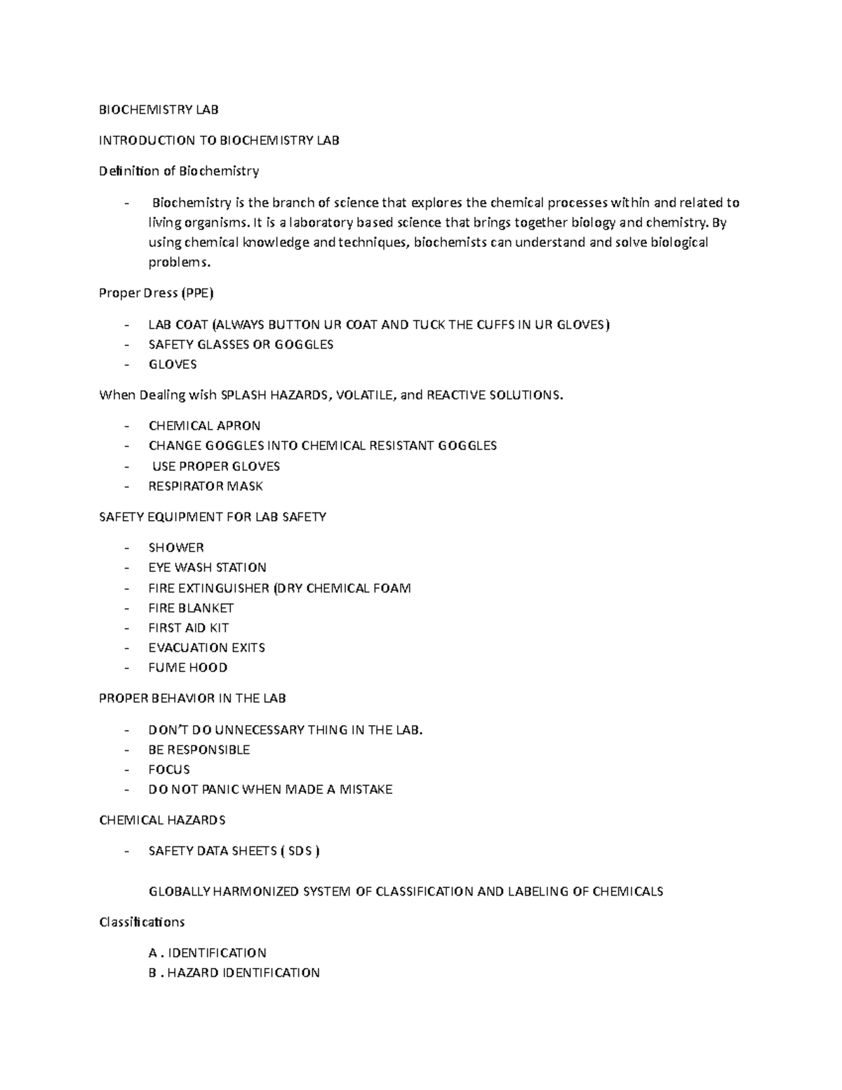 Reviewer FOR Biochem LAB - BIOCHEMISTRY LAB INTRODUCTION TO ...