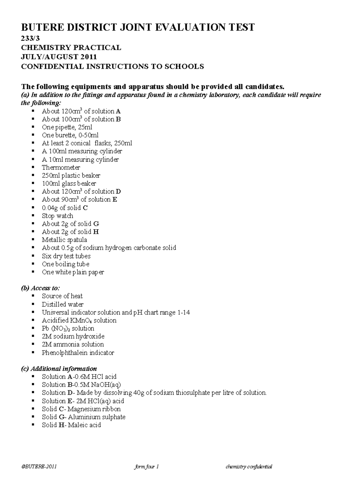 Conf chem - dfgdfg - BUTERE DISTRICT JOINT EVALUATION TEST 233 ...