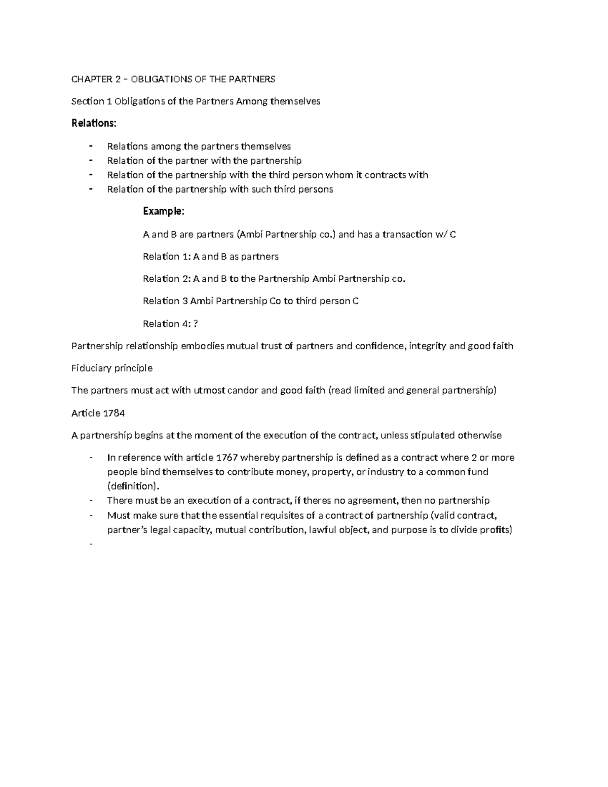 Chapter 2 section 1 - notes char char - CHAPTER 2 – OBLIGATIONS OF THE ...