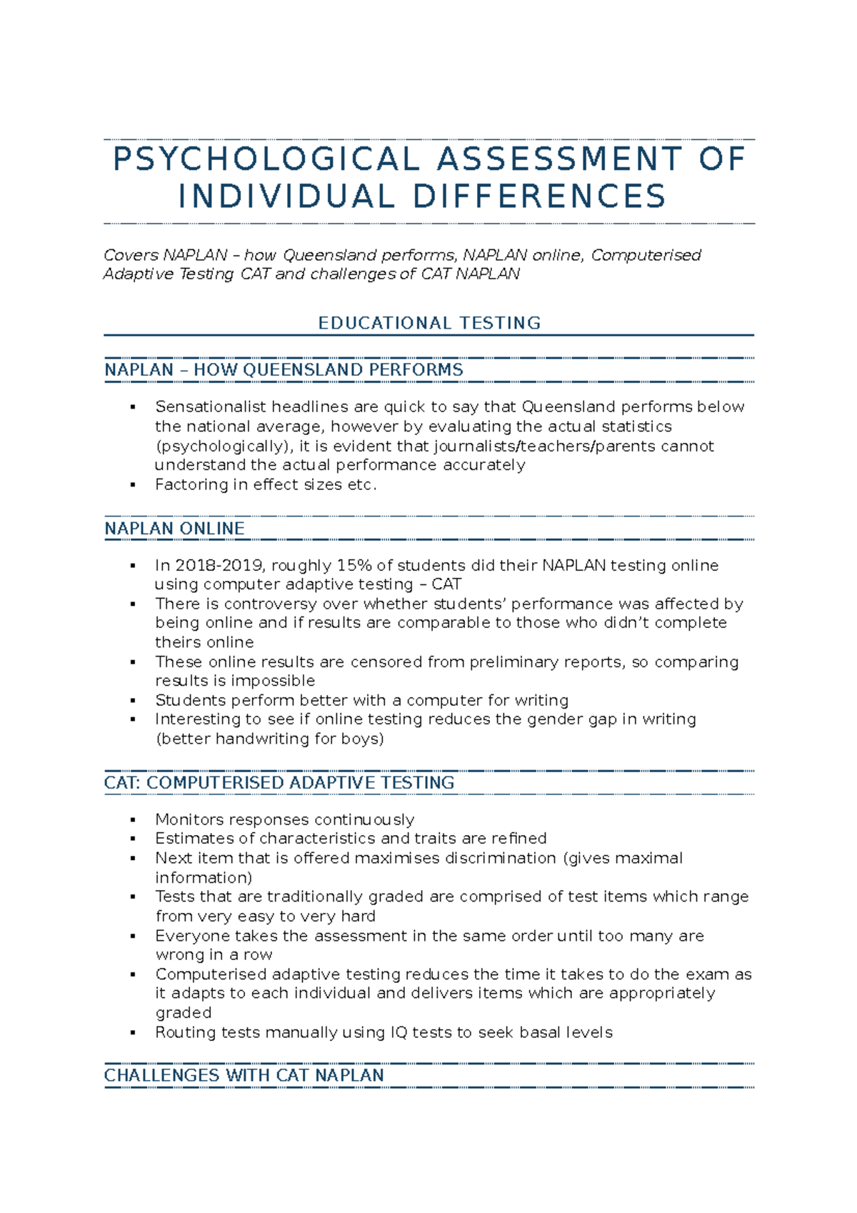 Psychological Assessment of Individual Differences 5 - P S YC H O LO G ...