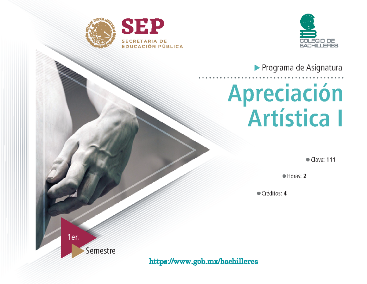 08 Apreciacion artistica I - 1er. Programa de Asignatura Apreciación