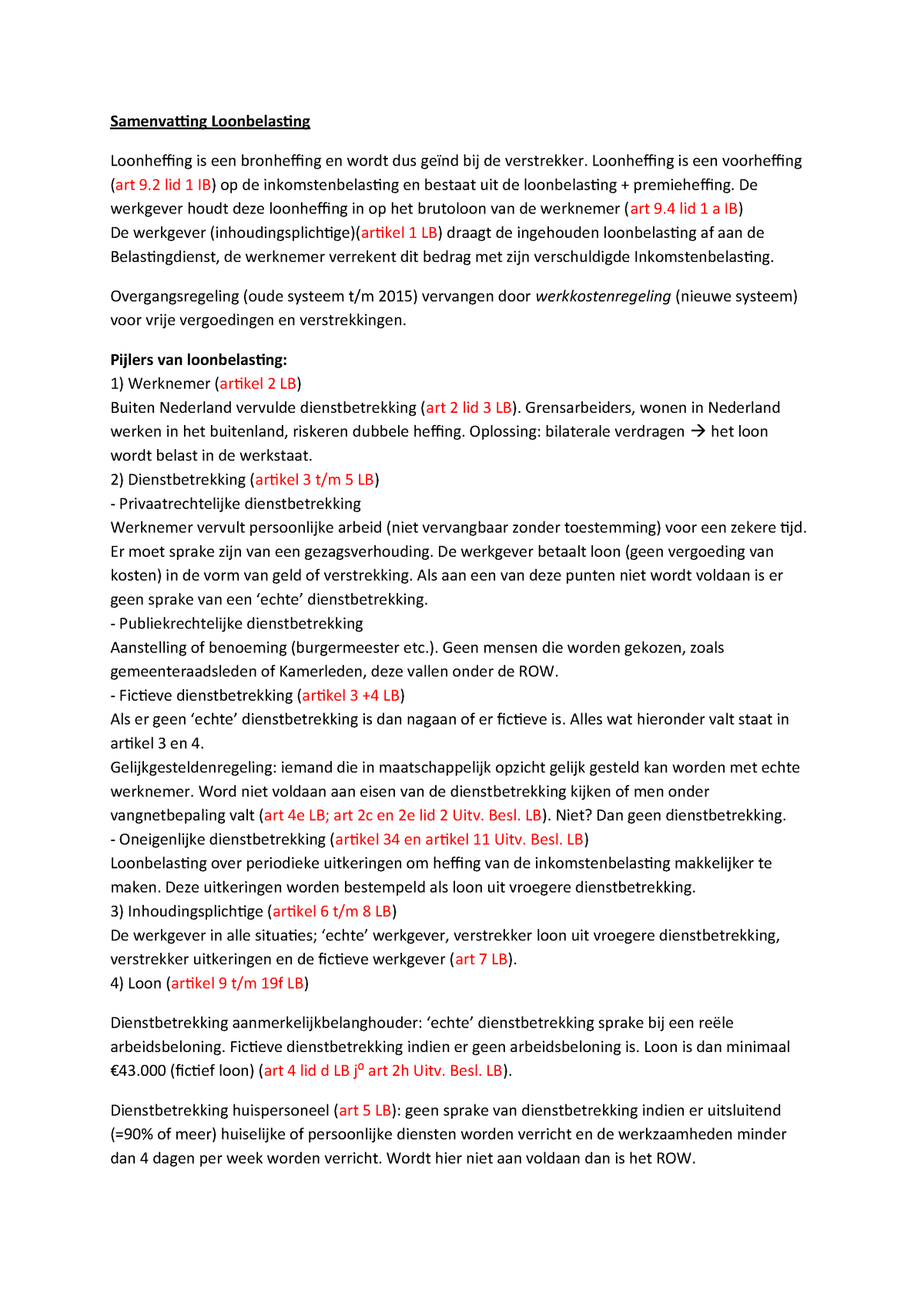 Samenvatting Belastingrecht Voor Bachelors En Masters Loonbelasting Studeersnel