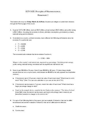 Problem Set 8 - ECN 105E: Principles of Microeconomics Problem Set # 8 ...