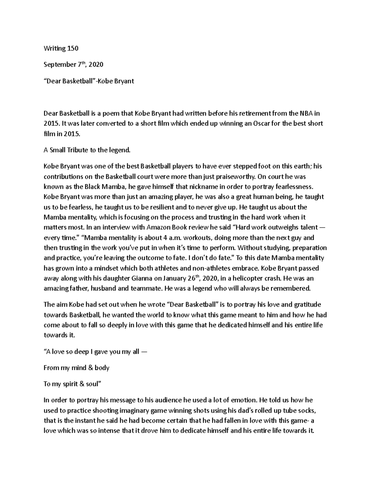 5 paragraph essay about kobe bryant