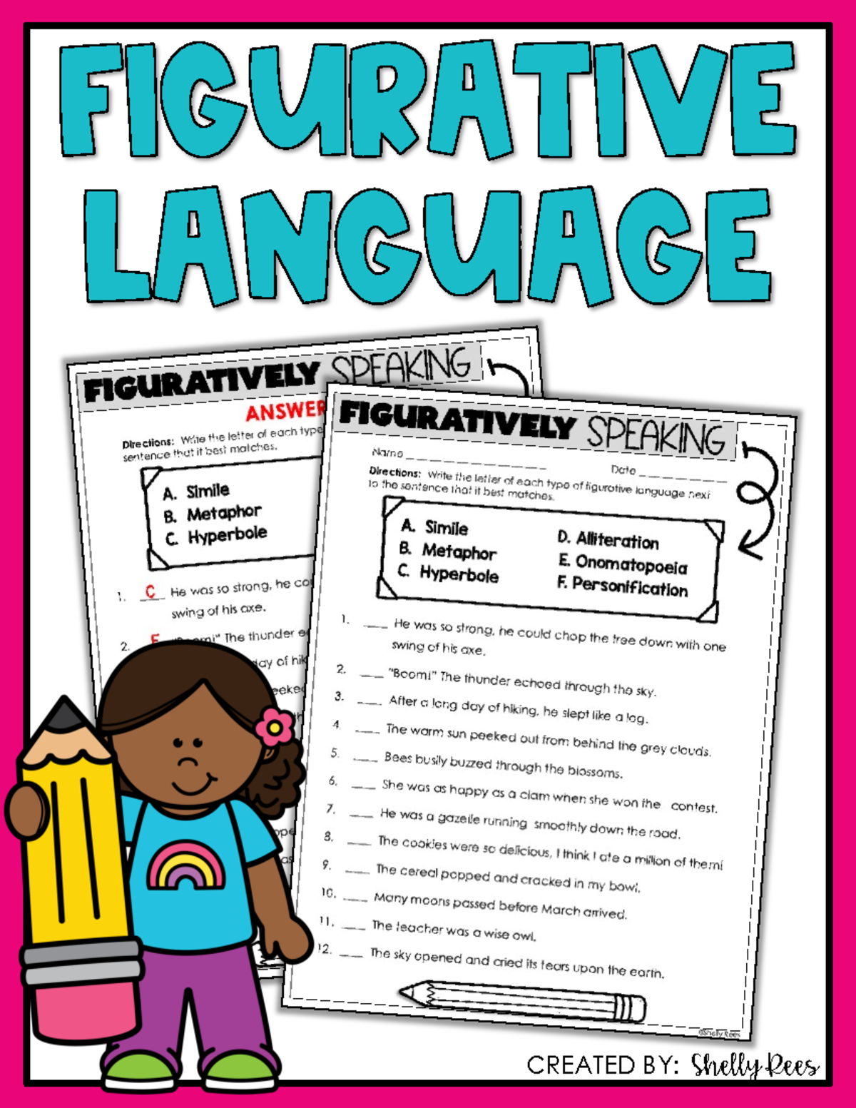 Figurative Language Worksheet Freebie-1 - CREATED BY: Shelly Rees THIS ...