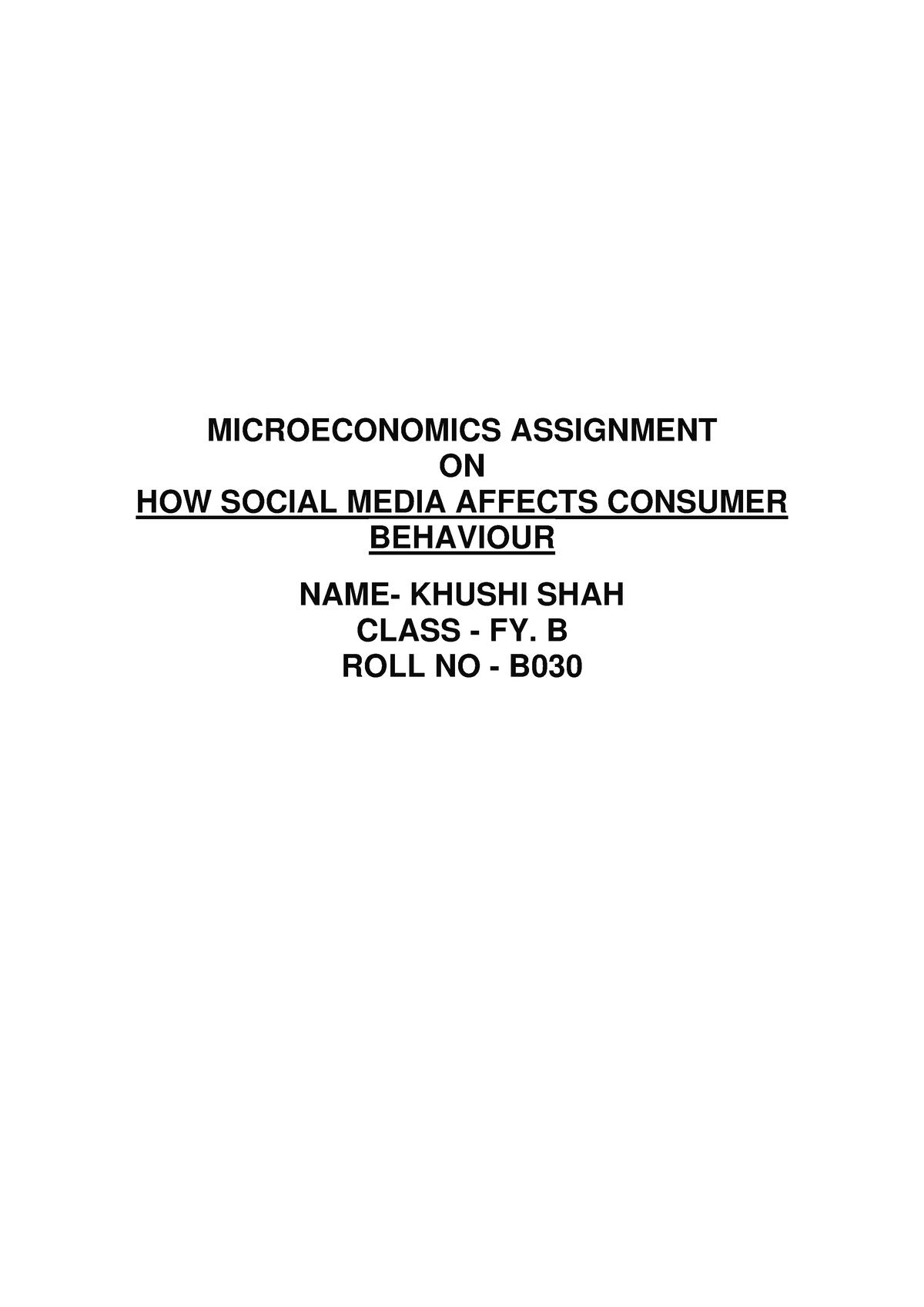 Microeconomics Assignment - BSc Economics - NMIMS - Studocu