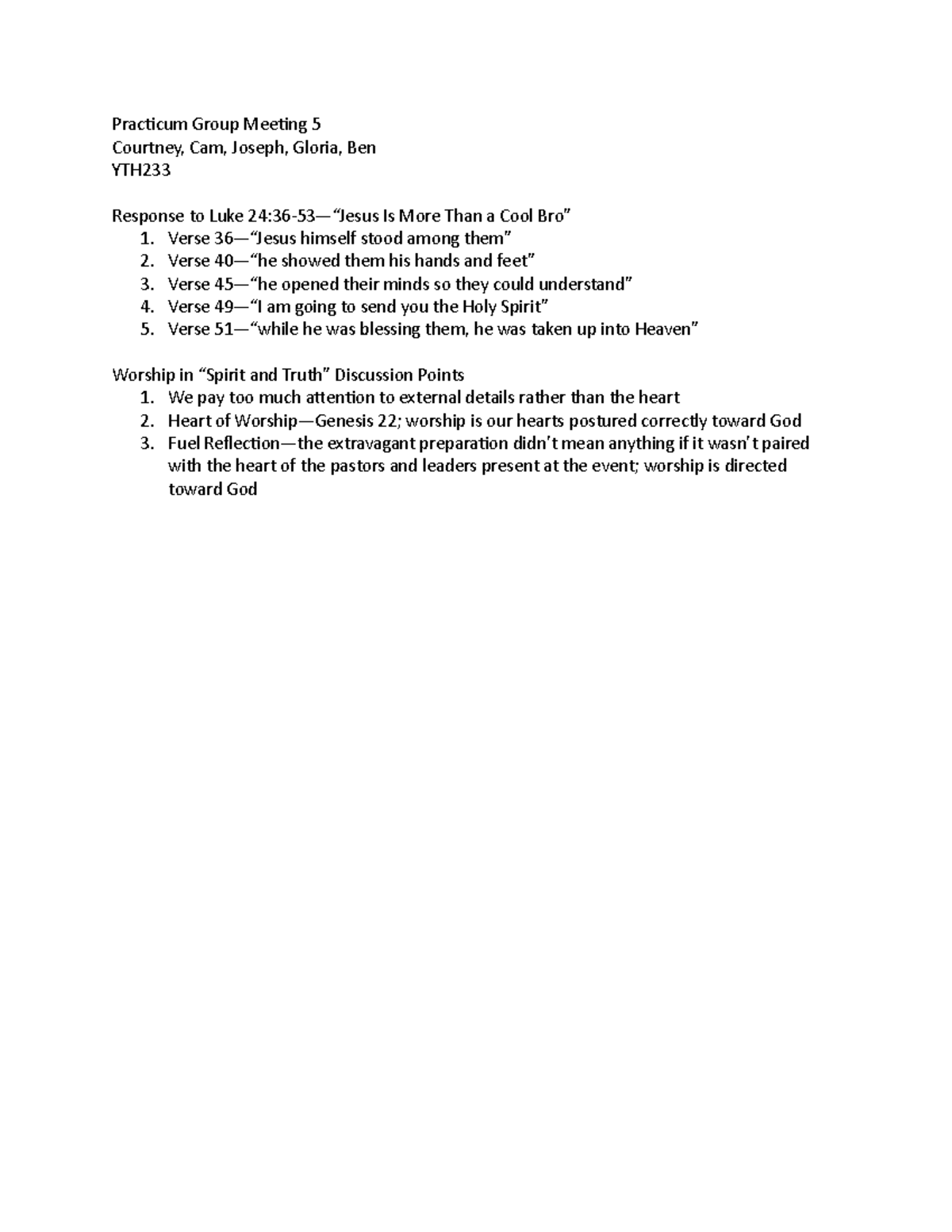 Practicum Group Meeting 5 - Verse 36—“Jesus himself stood among them” 2 ...