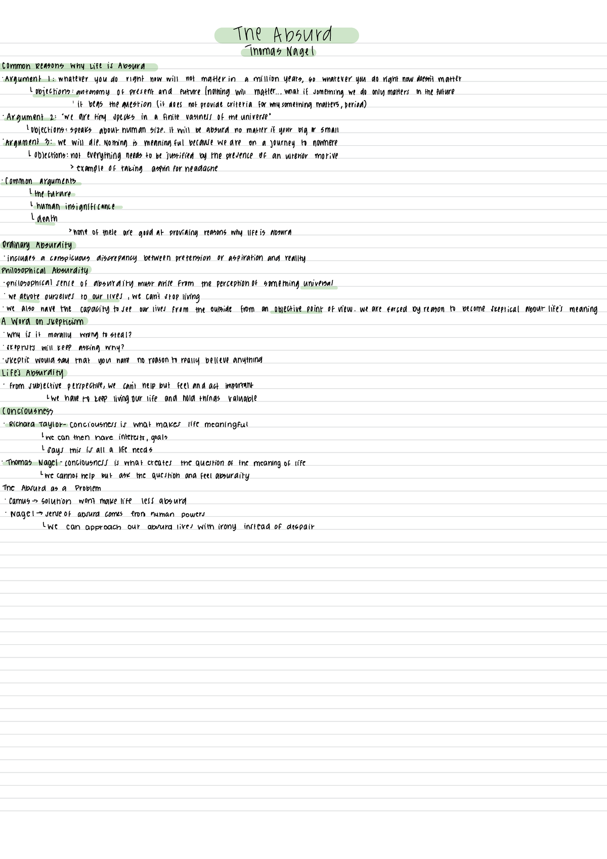 Thomas Nagel and The Absurd The Absurd Thomas Nagel Common Reasons