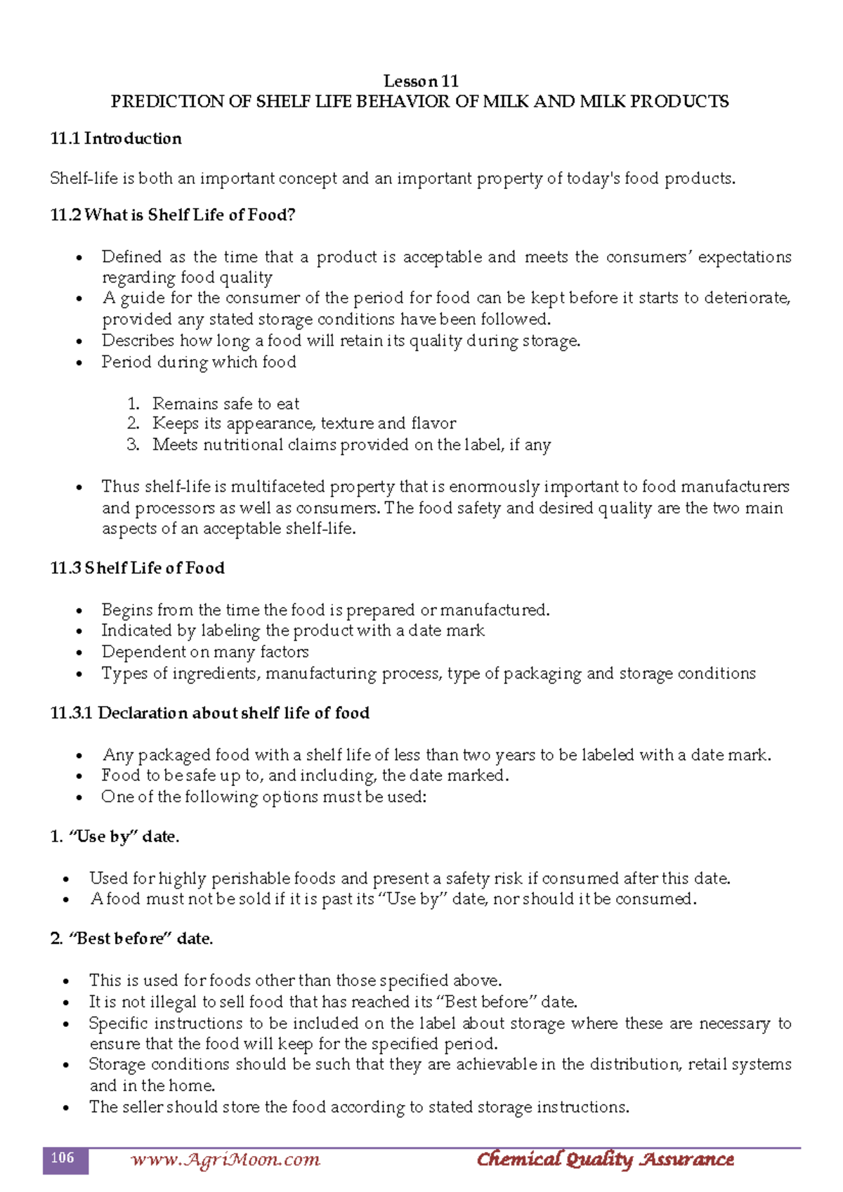 Lesson 11 shelf life of milk and milk products Lesson 11 PREDICTION OF SHELF LIFE BEHAVIOR