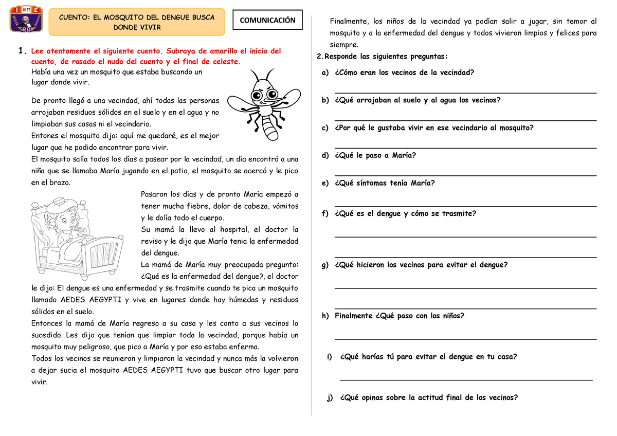 Cuento Sobre El Dengue Para Niños De Preescolar