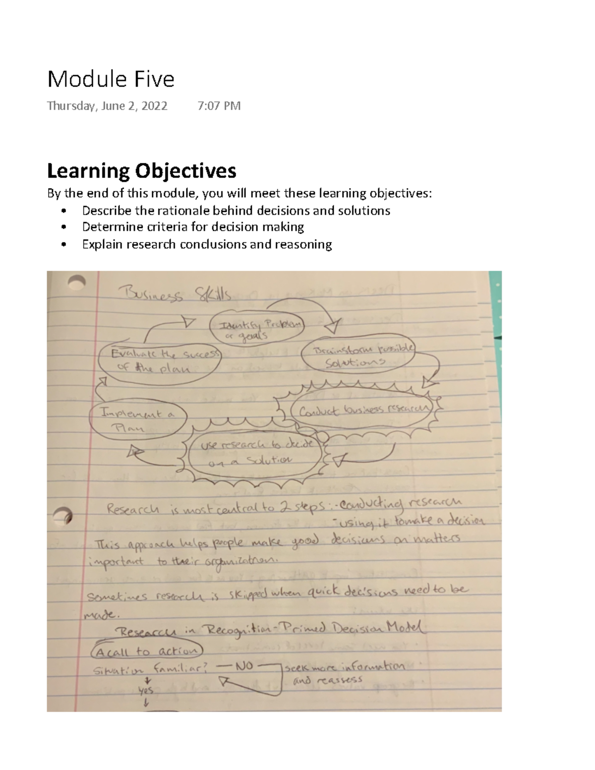 Bus 225 module five notes learning objectives by the end of this