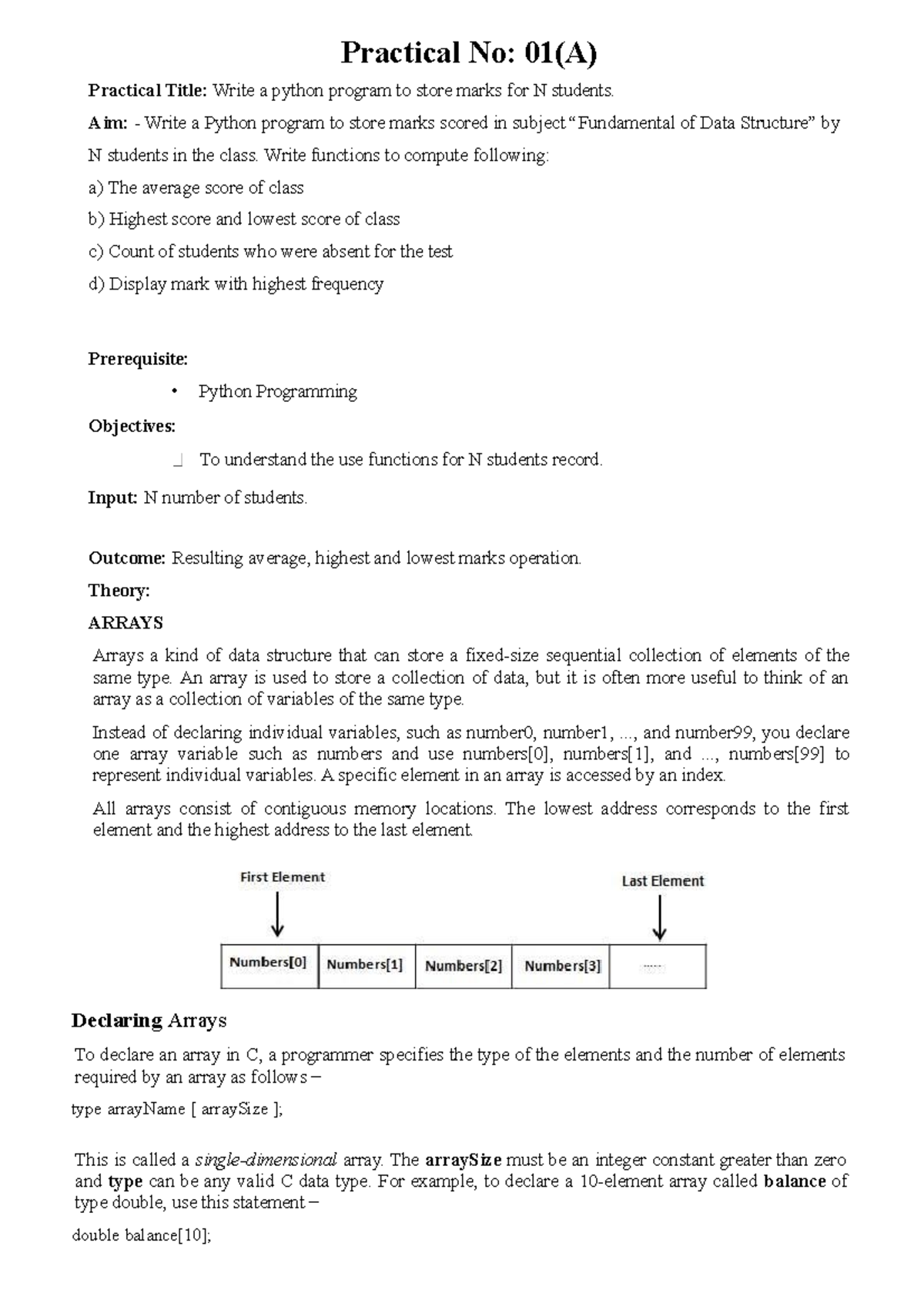 Practical No1 mannual - Fds - Practical No: 01(A) Practical Title ...