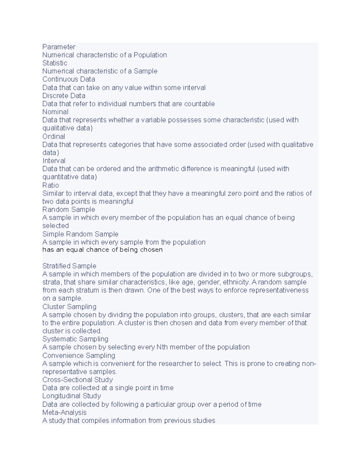 Math 181 5 - notes and practice - Parameter Numerical characteristic of ...