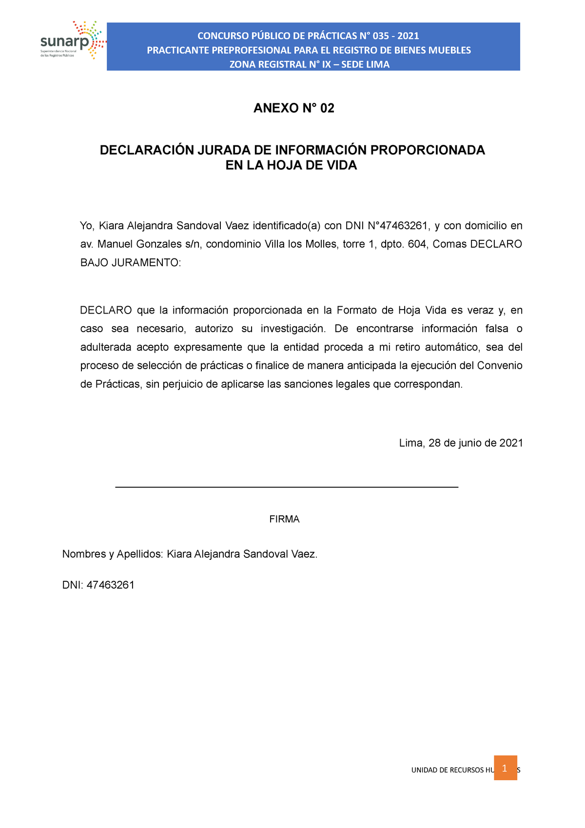 Documento - Apuntes Asf - ANEXO N° 02 DECLARACIÓN JURADA DE INFORMACIÓN ...