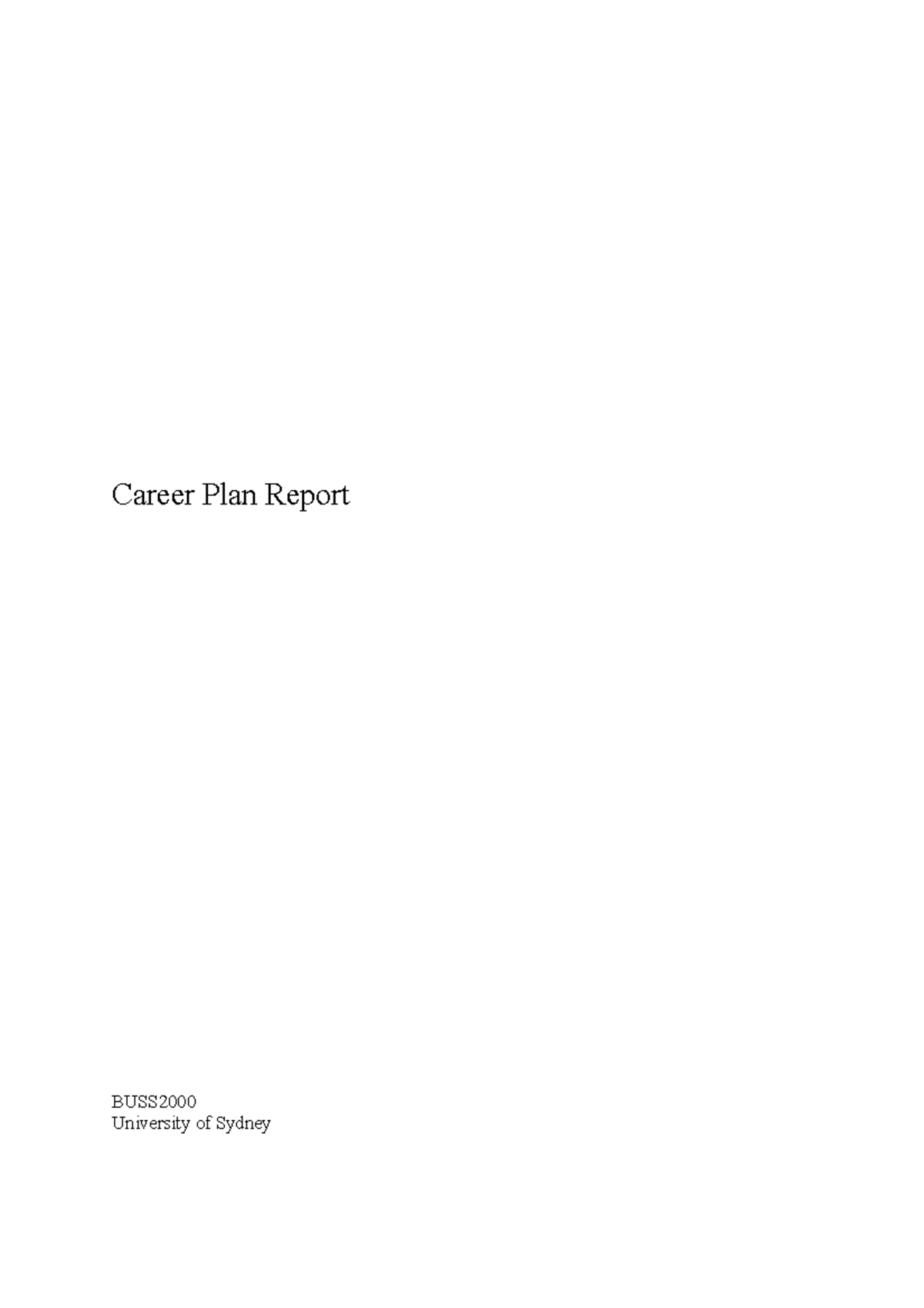Career Plan Report copy - Career Plan Report BUSS University of Sydney ...