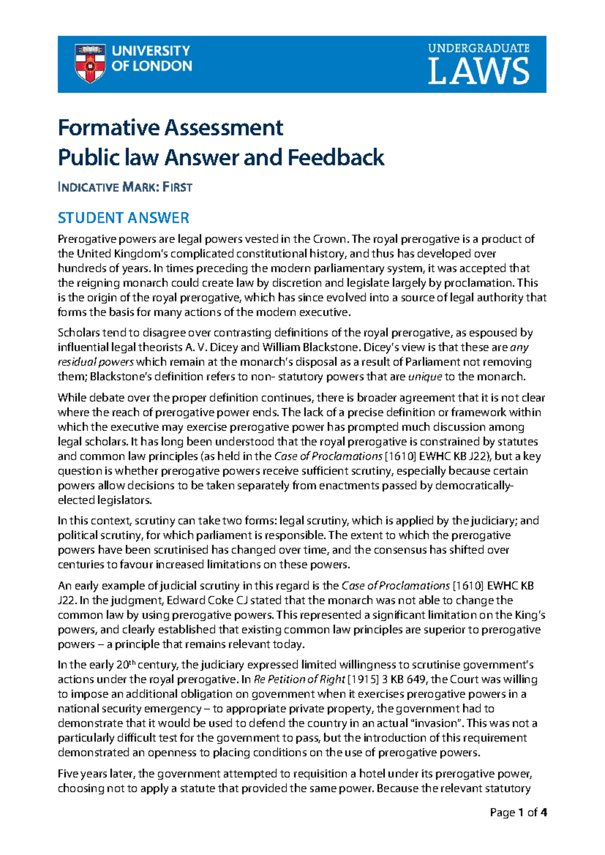 Public Feedback-First - Formative Assessment Public law Answer and ...