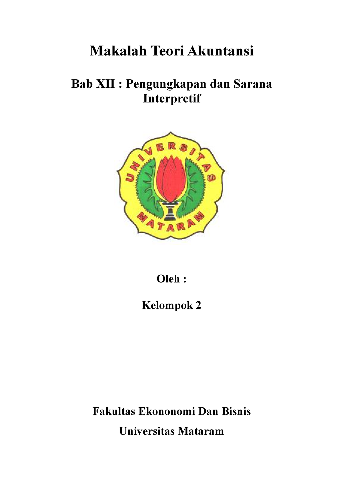 BAB 12 Pengungkapan - Akuntansi - Makalah Teori Akuntansi Bab XII ...