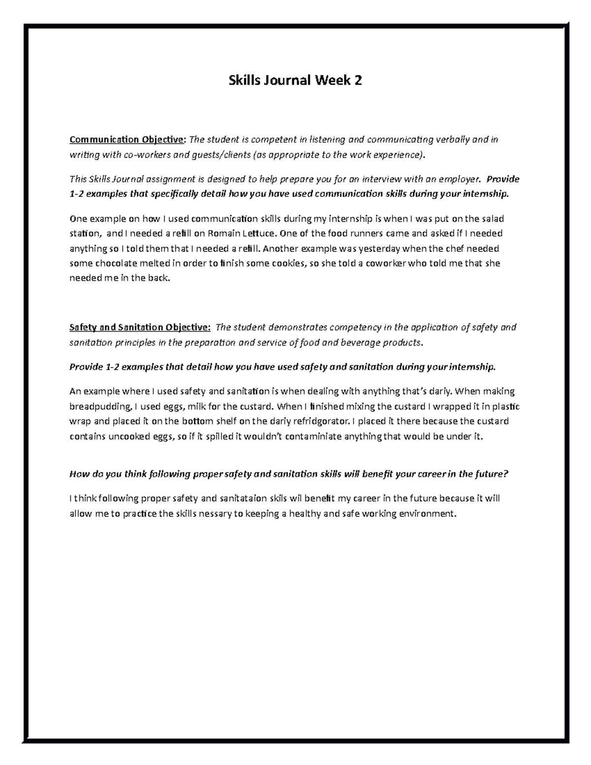 Skills Journal Week 2 - Homework - Skills Journal Week 2 Communication ...