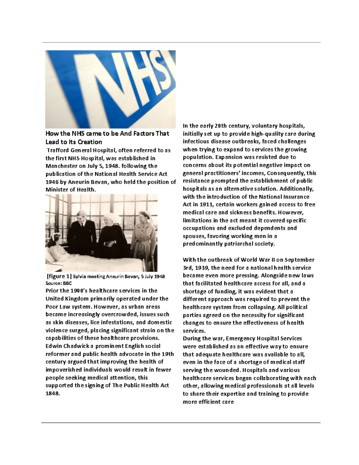 Document 4 - DISTINCTION - How the NHS came to be And Factors That Lead ...