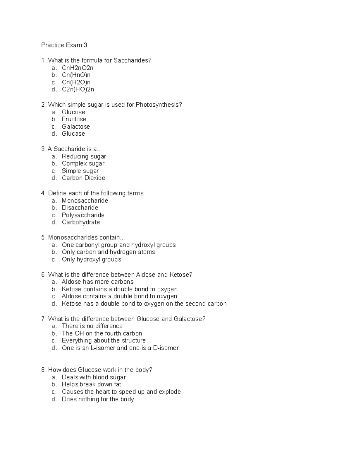 Chem Practice Exam 3 Practice Exam 3 What is the formula for