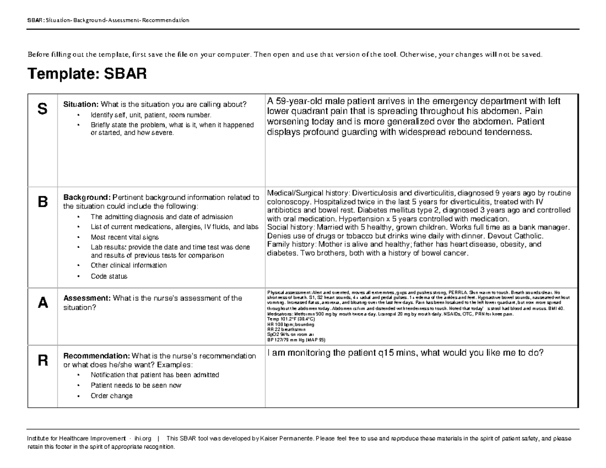 Sbar - Shock Fa Davis Arizona College Of Nursing - Sbar: - Studocu