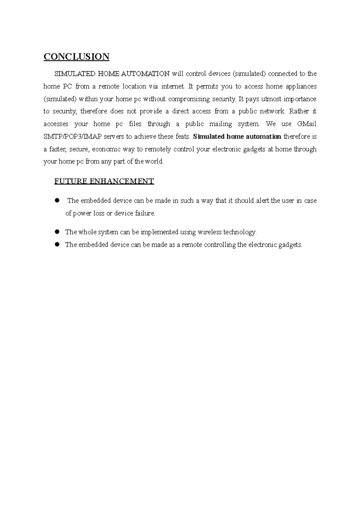 Conclusion simulated home automation CONCLUSION SIMULATED HOME