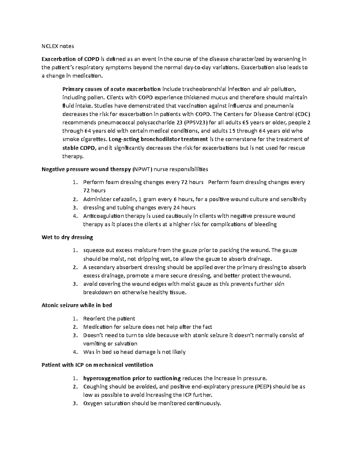 Nlex notes - NCLEX notes Exacerbation of COPD is defined as an event in ...