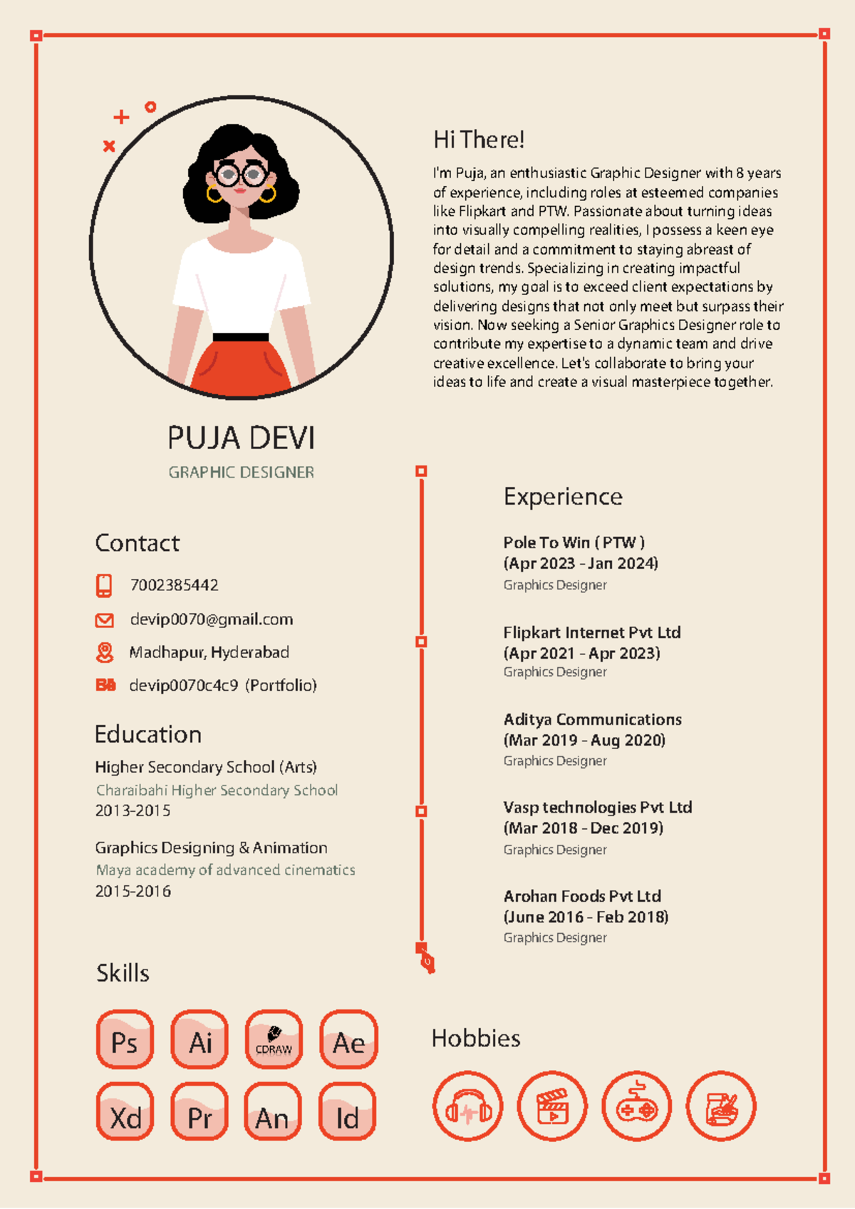 Puja Devi Graphics Designer Resume - PUJA DEVI Contact Experience ...